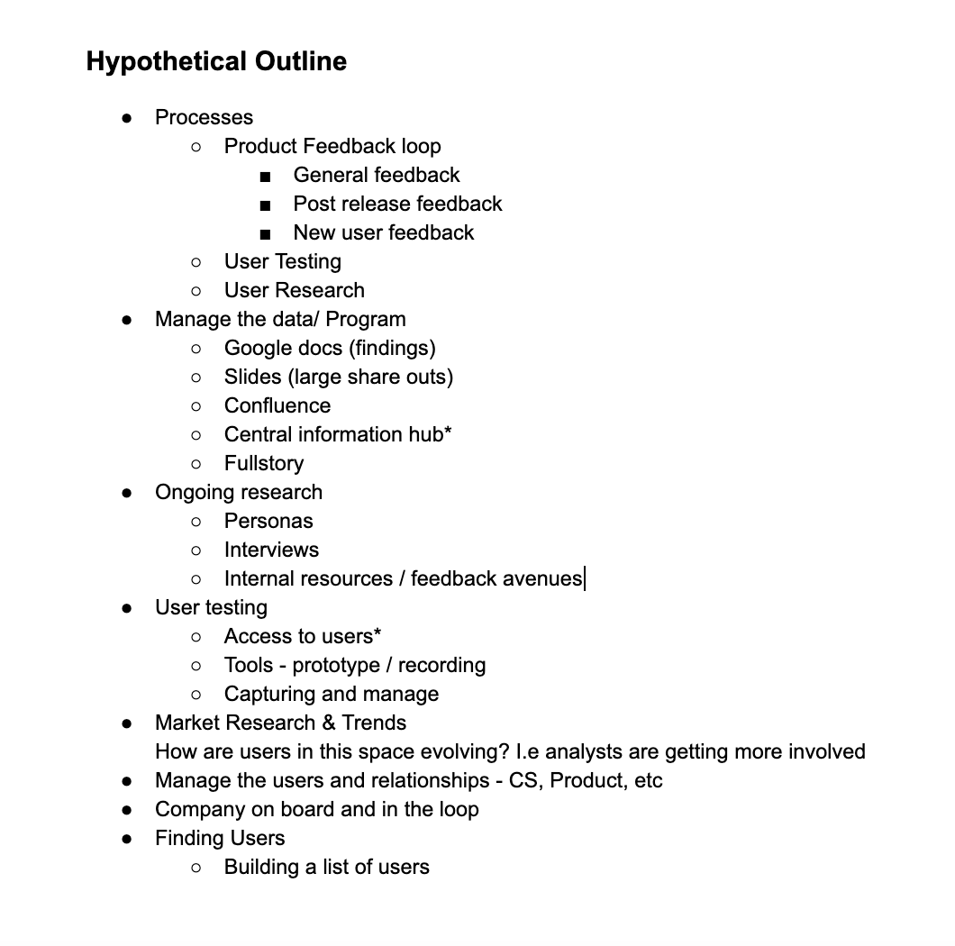 UXR Program – Hypothetical Outline